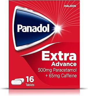Extra Advance Painkillers, 500mg Paracetamol Tablets with 65mg Caffeine, Pain Relief for Migraines, Headaches, Backache, Joint Pain, Period Pain and Toothache, Pack of 16.