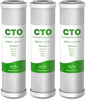 SimPure 5 Micron 10" x 2.5" Whole House Carbon Sediment Water Filter Cartridge Replacement for Home Under-Sink & Countertop Filtration System,10 inch RO Unit, Dupont WFPFC8002, FXWTC, SCWH-5 (3 Pack)