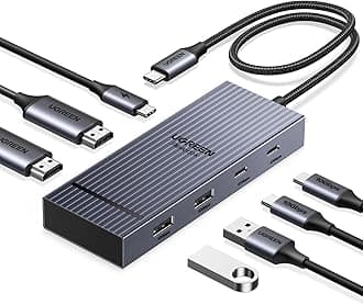 Revodok Pro 207 USB C Docking Station Dual Monitor, 7-in-1 Dock with 4K@60Hz HDMI, 10Gbps 2 Type C and A Data Ports, 100W PD Port for PC, Laptop, Dell XPS, HP, Thinkpad, and More