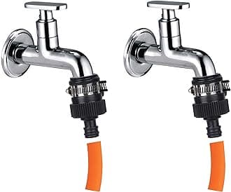 Garbnoire Heavy Duty Hose Pipe Fitting Standard Size 1/2 Inch Tap Connector for Garden Water Pipe&Car,Bike Washing Accessories|Universal Adjustable Adapter Suitable Connecting Hose Pipe(Pack of 2)