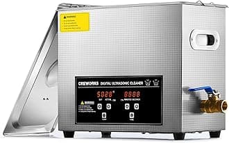 CREWORKS Ultrasound Cleaner with Heater and Timer, 1.6 gal Digital Sonic Cleaning Machine, 180W 6L Stainless Steel Jewelry Cleaner for Professional Tool Glasses Watch Retainer Denture Parts Cleaning