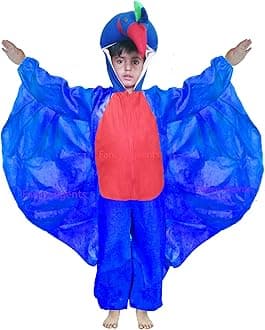 peacock Costume for Kids| Animal Peacock Dress/costume for Kids boy & girl | Parrot Fancy dress for kids Bird for Halloween, School Annual Function, Theme, Cosplay- Green