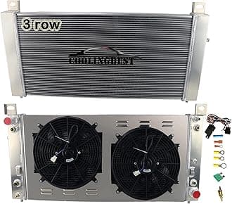 34 Inch Aluminum Radiator for Chevy Avalanche Tahoe Silverado Suburban 1500 2500 3500 HD, GMC Yukon XL Sierra, Hummer H2, Escalade 1999-2014,3 Row Radiators Fan Shroud Thermostat Kit Combo