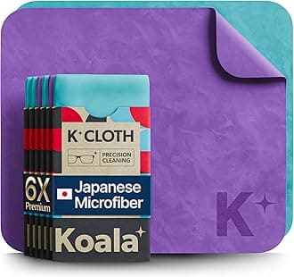 Koala Lens Cleaning Cloth | Japanese Microfiber | Glasses Cleaning Cloths | Eyeglass Lens Cleaner | Cloth Cleaners for Camera Glass Lenses and Screen Cleaning | Blue & Purple (Pack of 6)