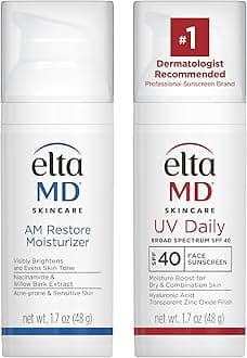 UV Daily Facial Sunscreen Broad-Spectrum SPF 40 with Therapy Facial Moisturizer, Oil-free, Lightweight, Fragrance-free, Dermatologist-Recommend