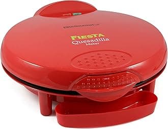 EQD-118# Electric Non-Stick 11" Quesadilla Maker, Easy-Slice 6-Wedge, Grilled Cheese Corn Flour Tortilla Snacks, Red