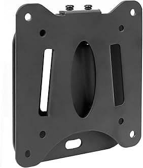 Low Profile Fixed TV Wall Mount For Small Televisions Computer Monitors, Fits 19, 20, 22, 24, 27, 29 30 and 32 Inch, Quick Disconnect, 60 Lbs Capacity, VESA 75x75 mm and 100x100 mm, Black