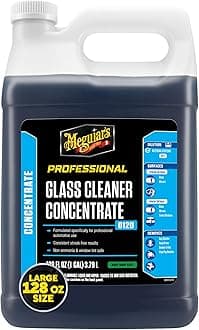 Meguiar's D12001 Glass Cleaner Concentrate, Crystal clear, Safe window tint, Removes tough vinyl fog residue, road grime, smoker's film and bug splatter (3.79 Liters, Pack of 1)