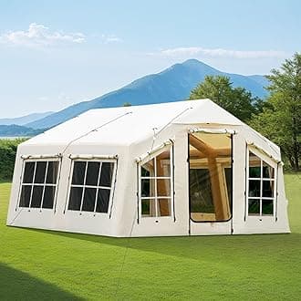 Inflatable Camping Tent, Large Blow-Up Air Tent, No Assembly Needed Luxury Glamping House, Oxford Fabric