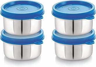 STEELLOCK Stainless Steel Airtight Container | Leak Proof Container/Storage/Lunch Box with Lid | BPA Free, Durable & Rust-Proof | SL-22-set of 4, 250ml each, Blue
