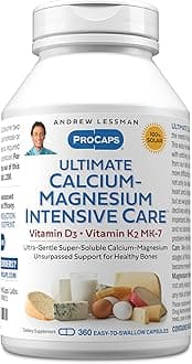 Ultimate Calcium-Magnesium Intensive Care with Vitamin D3 & K2 MK7-120 mcg - 360 Capsules – Bone and Skeleton Health Essentials. Gentle, Easy to Swallow, Super Soluble. No Additives