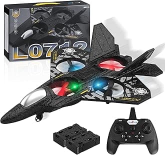 AWH Henakmsl RC Aeroplane 2.4GHz Remote Controlled Aeroplane L0712 Quadcopter Floating Fighter Plane RC Aeroplane RTF for Beginners, Children and Adults, APlane Toy with Coloured Lights USB Charging
