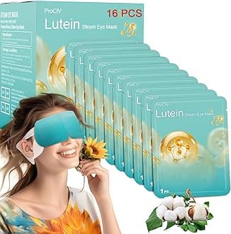 16 Packs Steam Eye Mask Lutein, Heated Eye Masks Bluebell Scent Relaxing Gifts for Women Soothing Eye Fatigue Hot Sleep Mask, Warm Eye Compress for Dry Eyes, Disposable EyeMask for Travel Essentials