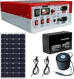 Kamal Agrotech zhatka Machine Solar Fence Protector Kit, 15kV, 50 Acre Coverage, with Charger (Zhatka Machine with Solar Panel & 12ah -14v Battery)