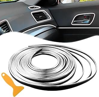 Spurtar Chrome Silver Aesthetic Interior Car Accessories for Women Men Car Mods Trim Strips- Interior Decorative Auto Accessories Molding Line Fun Truck Parts for Air Vent & Dashboard,32.8ft /10M
