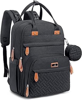Diaper Bag Backpack - Baby Essentials Travel Tote - Multi Function Water Resistant Diaper Bag, Travel Essentials Baby Bag with Changing Pad, Stroller Straps & Pacifier Case - Unisex, Black