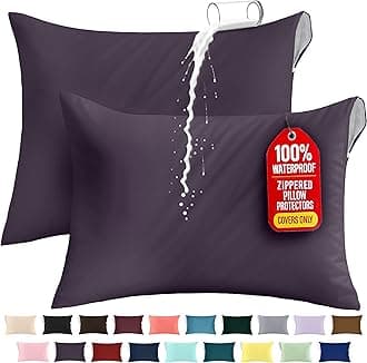 Utopia Bedding Premium 100% Waterproof Pillow Protectors with Zipper King Size (Set of 2), Bed Bug and Dust Mite Proof Zippered Pillow Covers, Pillow Encasement Cases, Purple