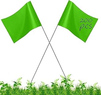 200Pack Green Marking Flags, JIZHGRAD 15x4x5 Inch Marker Flags Use for Yard & Lawn, Boundary & Dog Training, Survey & Landscape, Sprinkler & Surveyor, Garden & Construction, High Visibility, Sturdy, Versatile, UV & Weather Resistant