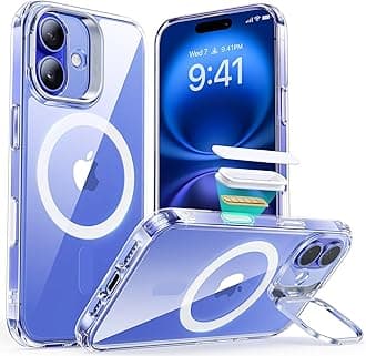 for iPhone 16 Plus Case Cover, Camera Control Capture Button, Built-in Stash Stand Phone Case, Compatible with MagSafe, Military-Grade Protective Case, Classic Series, Clear