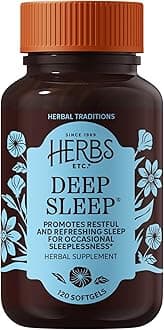 - Herbs Etc. Deep Sleep Softgels - Herbal Sleep Support Supplement - Rest & Calming Support with Passionflower, Chamomile & Lemon Balm - 120 Softgels (120 Servings)