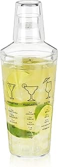 Maraca Cocktail Shaker with Built In Strainer, Drink Mixer with 7 Classic Drink Recipes & Measurements, Perfect for Game Nights, BBQ, House Party, Picnic, Home Bar Accessories, 16 oz, Set of 1