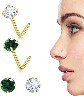 Gold Nose Ring Stud, 20g Cartilage Earrings Tragus Piercing Jewelry, 14k Titanium Nose Ring Threadless Medusa Clip on Earrings, Flat Back Medusa earrings for Women/men