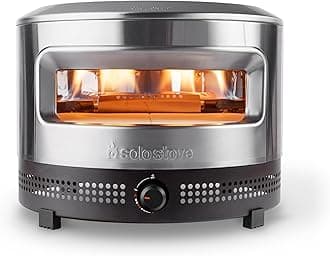 Solo Stove Pi Prime Outdoor Pizza Oven - Propane Gas Portable With Cordierite Stone Cooking Surface - Demi-Dome Design - Wide-Mouthed Opening - Stainless Steel