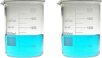 LUERFLEX Borosilicone Glass 3.3 Griffin Beakers 2000ML 2L Pack of 2