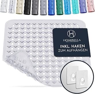 homerella® Skin-Sensitive Non-Slip Shower Mat 53 x 53 cm, Attachment Incl. | Non-Slip Shower Mat BPA Free | Non-Slip Bath Mat Mould Resistant & Machine Washable