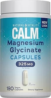 Natural Vitality Calm, Magnesium Glycinate Supports Bone, Muscle, Heart, & Nerve Health, Non-GMO, Vegan, Gluten Free 180ct