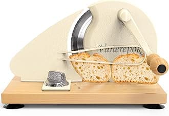 Upgrade Manual Bread Slicer for Homemade Sourdough Bread, Classic Hand Crank Home Bread Slicer With Scale Line and Steel Fence, Sharp Blade, Adjustable Width for Homemade & Commercial Use