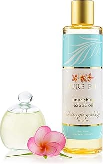 PURE FIJINourishing Exotic Body Oil - Natural Coconut Oil for Skin in Bath & SPA with Vitamin E - Body Oil, Massage Oil, Body Lotion For Women and Men, White Gingerlily, 8oz