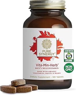 Vita·Min·Herb for Men | Men’s Comprehensive Multivitamin Supplement | Made with Organic Whole Food Non-GMO Ingredients | Daily Energy & Immune Support (120 Tablets)