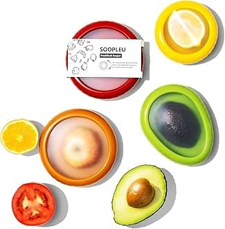 SOOPLEU Avocado Saver and Tomato Holder - Set of 4 Reusable Storage Containers for Fridge - Ideal for Garlic, Onions, Lemons, and Potatoes