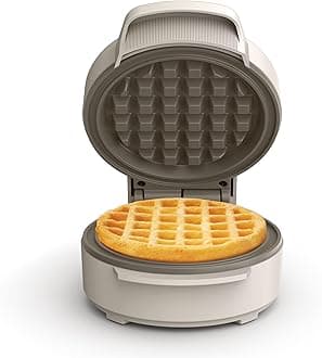 bella Snack-n-Store Mini Waffle Maker, EverGood™ Ceramic Nonstick Coating, Cord Wrap, Ready Indicator Light & Cool Touch Handles, Stackable Design & Customizable Plates, 350 Watt, Oatmilk