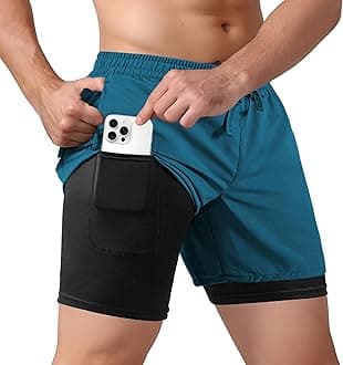 Men's 2 in 1 Athletic Quick Dry Shorts,Running Lightweight,Sweat Wicking Gym Workout Elastic Short