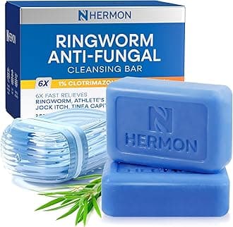 Hermon Powerful Ringworm Antifungal Soap – Treatment for Ringworm, Athlete’s Foot & Jock Itch – Tea Tree Oil & Sulfur Formula – Fungal Soap for Daily Body Wash – 2 Pack
