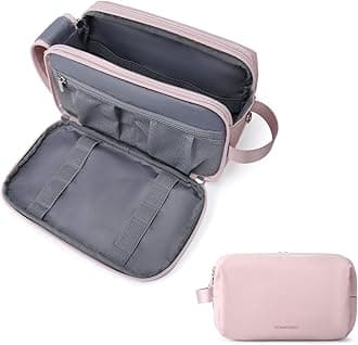 BAGSMART Toiletry Bag for Men, Travel Toiletry Organizer Dopp Kit Water-resistant Shaving Bag for Toiletries Accessories, Pink, Large, Travel