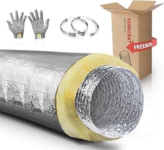 4 Inch Insulated Flexible Duct,HVAC Insulation Duct,25 Feet Insulated Duct, 4 in Insulated Duct Hose, R4.2 Air Flexible Duct Aluminum Hose 4''25' Long,for HVAC Flex Ductowrk