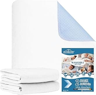 OUTCREATOR® 2Pack Bed Pads for Incontinence Mattress Protector Anti-Slip Waterproof Pads (34" x 56") for Toddlers Kids Adults Pets Pee Pads and Machine Washable Absorbency and Leak Proof Edge (White)