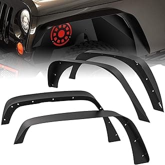 Flat Front & Rear Fender Flares Compatible with 2007-2018 Jeep Wrangler JK & JKU Unlimited, 4 PCS Off-Road Steel Liner Set, Fenders for Jeep JK