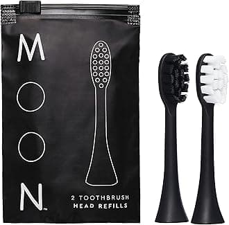 MOON Electric Toothbrush Heads - 2 Replacement Heads for The MOON Electric Toothbrush - Each with 720 Tapered Ultra-Fine Dupont Bristles - Lasts Up to 4X Longer - Black (2 Count)