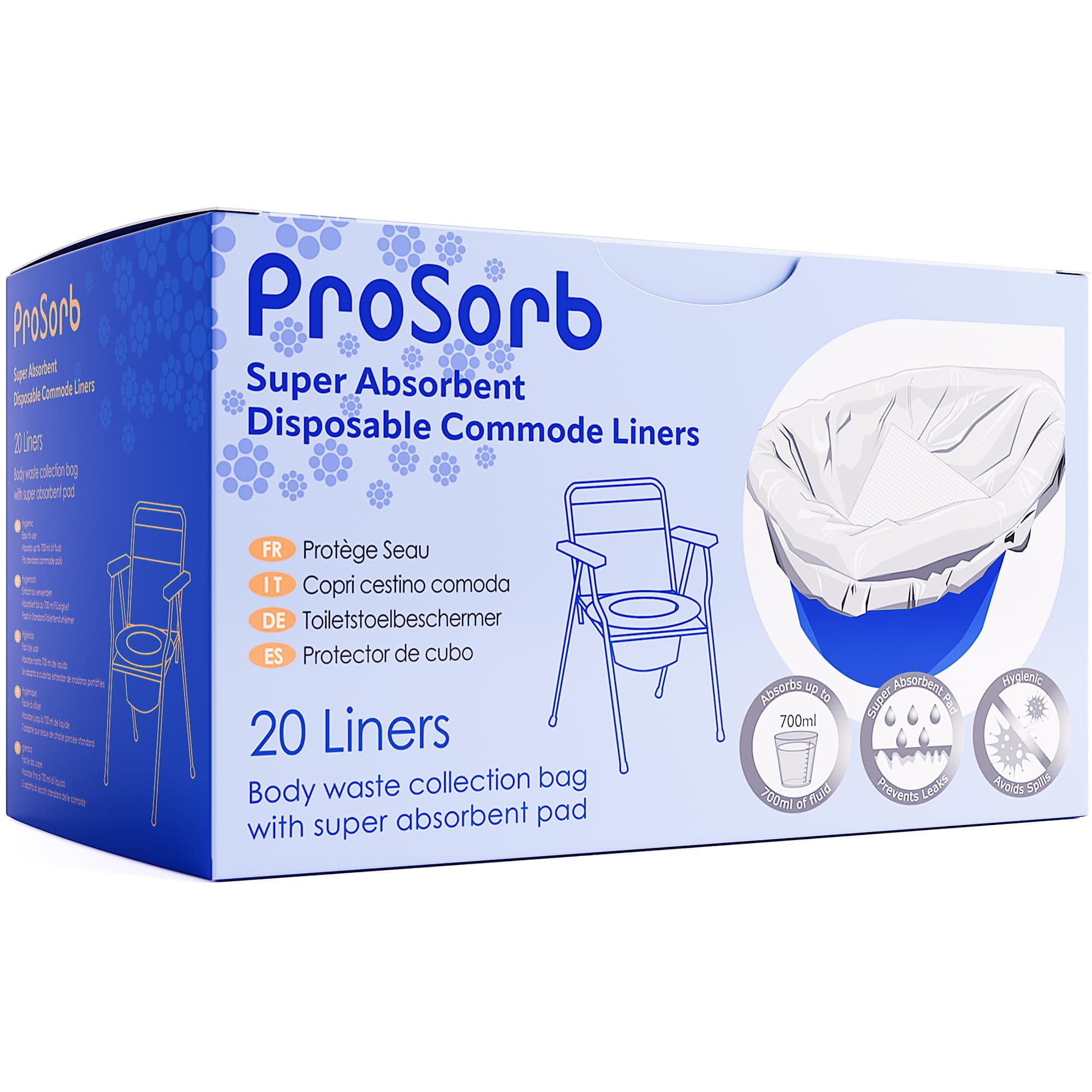 Super Absorbent Disposable Commode / Bed Pan Liners Pack of 20
