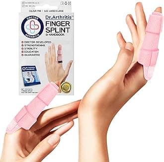 Dr. Arthritis Doctor Developed Finger Splint Trigger Finger Brace - Braces, Splints & Supports Index, Middle, Ring & Pinky Finger - Padded Finger Splints (Pink, L/XL, 2 Pack)