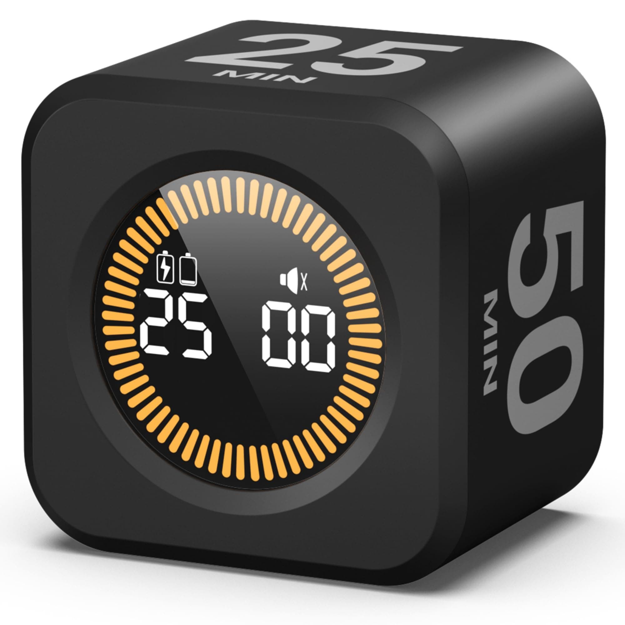 KADAMS Pomodoro Timer Visual - Productivity Pomodoro Cube, 5/10/25/50 Min Countdown & Countup, Silent – Ideal for Work Study Cook Workout Kitchen School Classroom Office ADHD Gift Kids (1, Black)