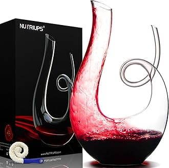 NUTRIUPS Swan Wine Decanter, Handblown, 1.2L Designed Horn Red Wine Decanter Set for 750ml, Lead-Free