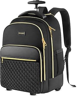 Rolling Backpack Carry On Luggage For Adults With Wheels, Wheeled Backpack For Women, Travel Roller Backpack, Black, 17-inch, Rolling Backpack Carry on Luggage