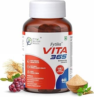 Vita 365-60 Tablets (Pack of 1) | Multivitamin For Men and Women | With Ashwagandha, Ginseng, Probiotics & Prebiotics and Biotin| Enhances Energy, Immunity and Digestion