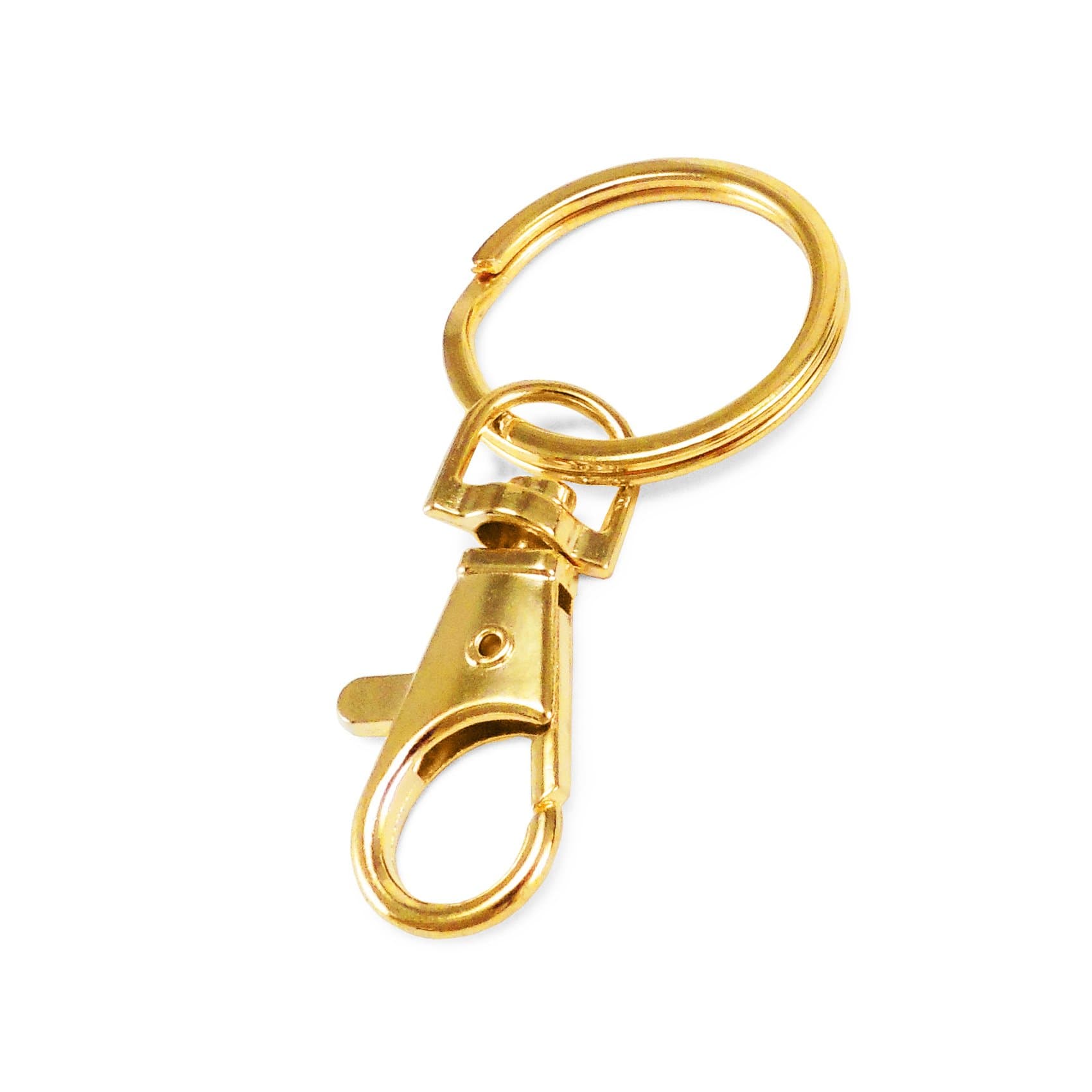 Lobster Clasps Trigger Swivel Clip Key Ring Bag Charm Finding Split Ring AIT+B4T-Gold
