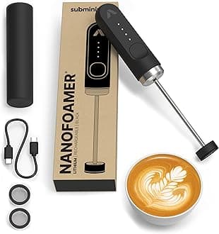NanoFoamer Lithium Performance Milk Foamer | USB-C Rechargeable, IP4 Waterproof, Dual-Speed, Stainless Steel | Premium Microfoamed Milk in 30 Seconds, Barista-Style Coffee Drinks at Home